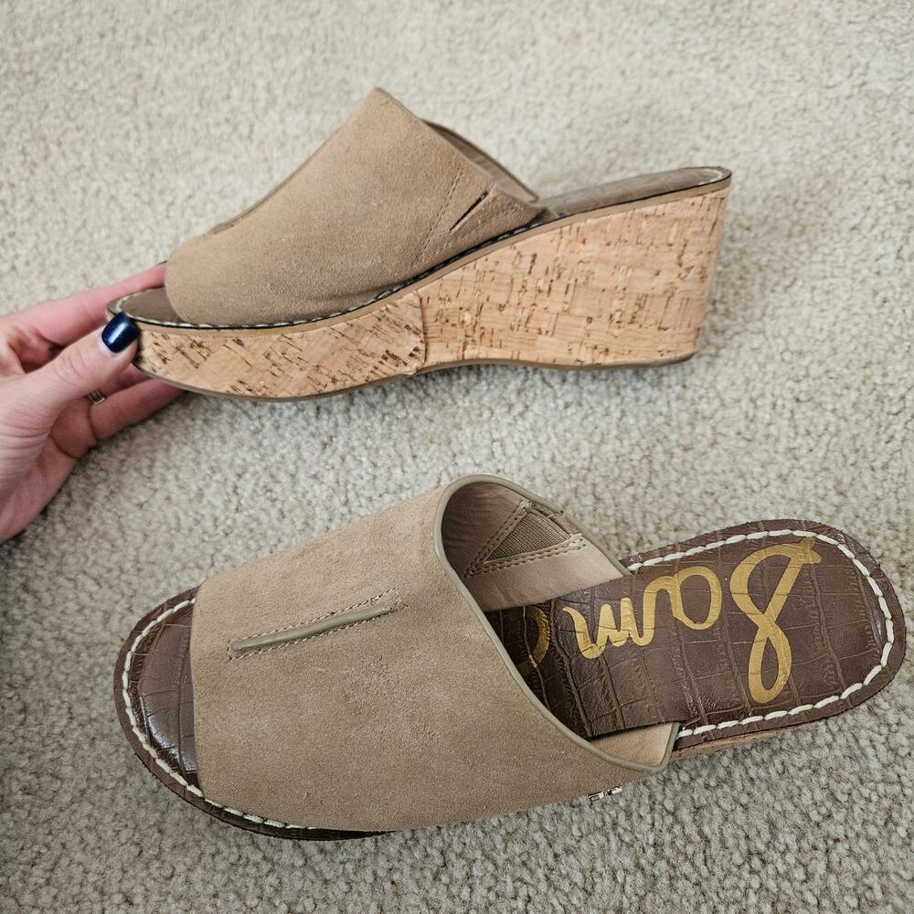 Sam Edelman Women's Ranger Cork Wedge Heel Slides 8.5 - Picture 3 of 8